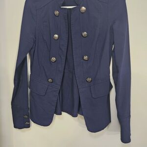 Roz & Ali Dark Blue Buttoned Women's Blazer